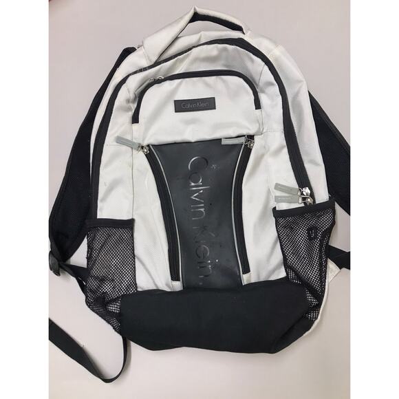Calvin Klein Other - Calvin Klein Backpack Silver Black Laptop Bookbag Multi Pocket School $139.50